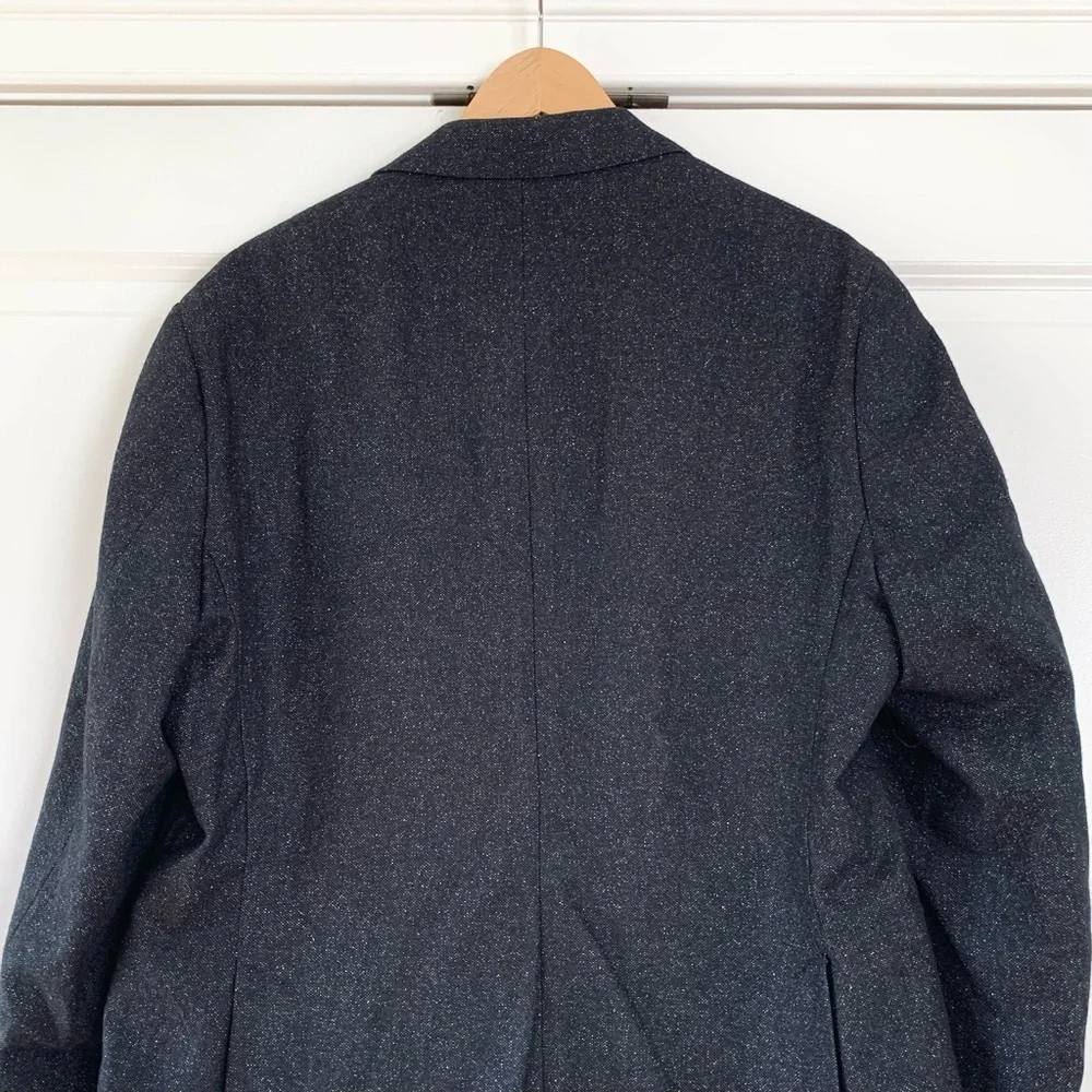 Haspel Blazer Jacket Gray Speckled Sports Coat Partially Lined Wool? Size 44 R